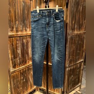 American Eagle Airflex + Athletic Skinny Jeans, dark wash blue, 31 x 32